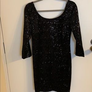 Black sequined mini dress